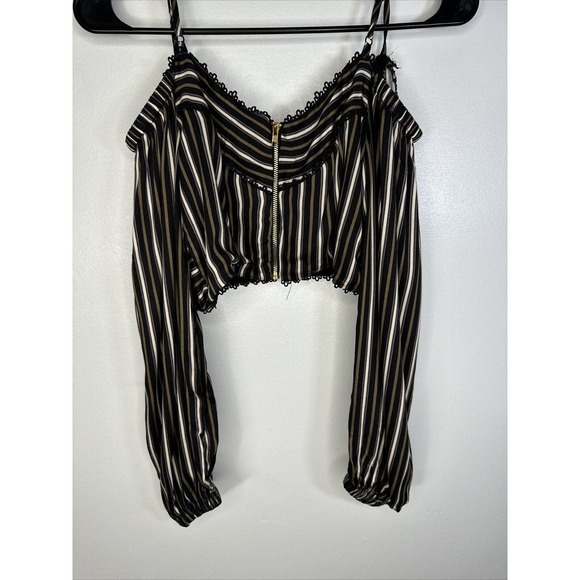 Olivaceous Long Sleeve Tube Top Sz M Stripe Zip Boho Hippie Vibe - Picture 2 of 9